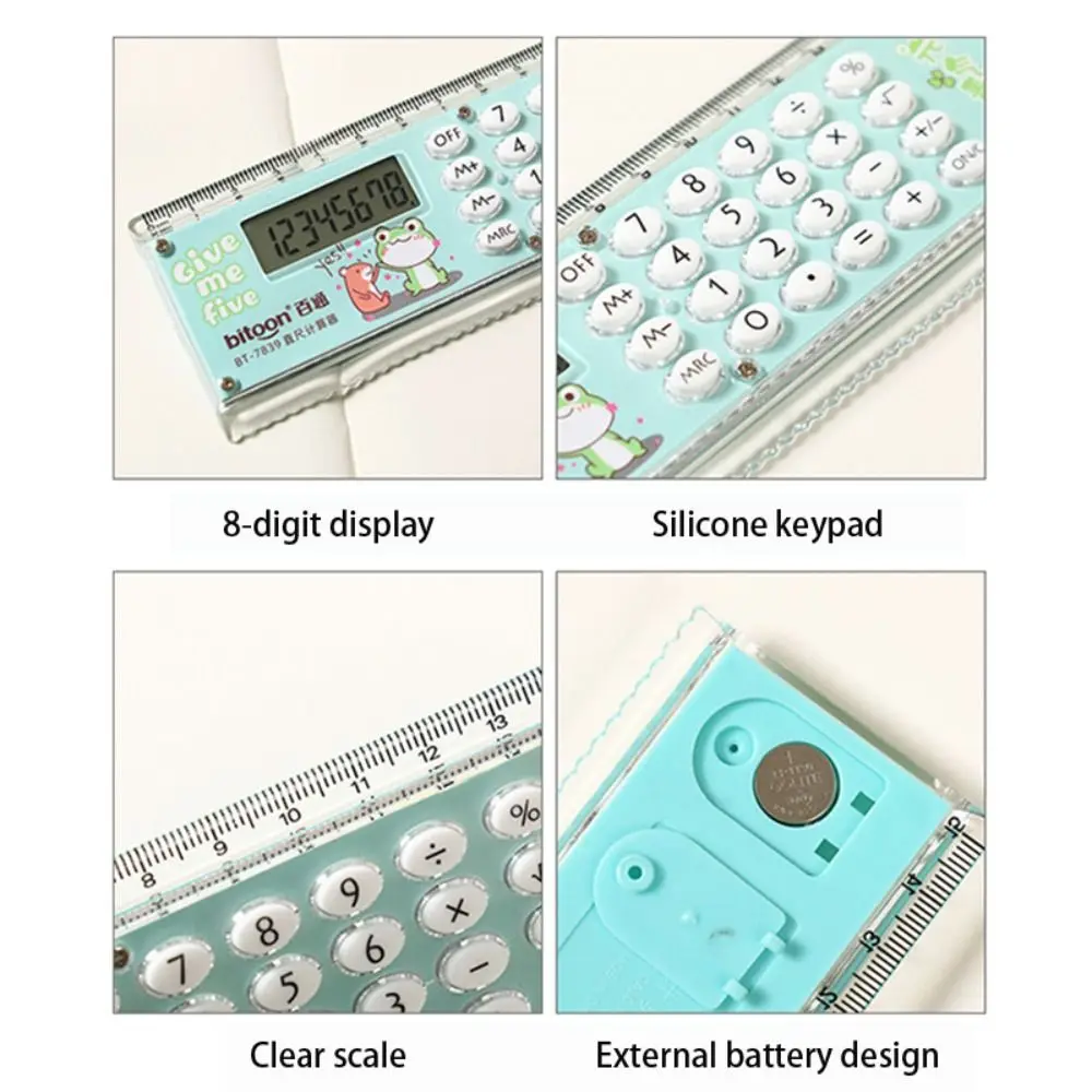 High Quality 2-in-1 Calculator Ruler 15CM with 8 Digit Calculator Measuring Ruler Dual-use Drawing Tool Gift