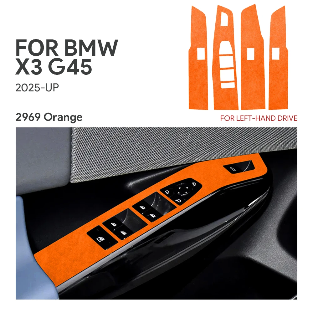 

For BMW X3 G48 G45 2025- Car Window Switch Lifter Panel Trim Frame Cover Sticker Tuning Made of Italy Super Suede Interior