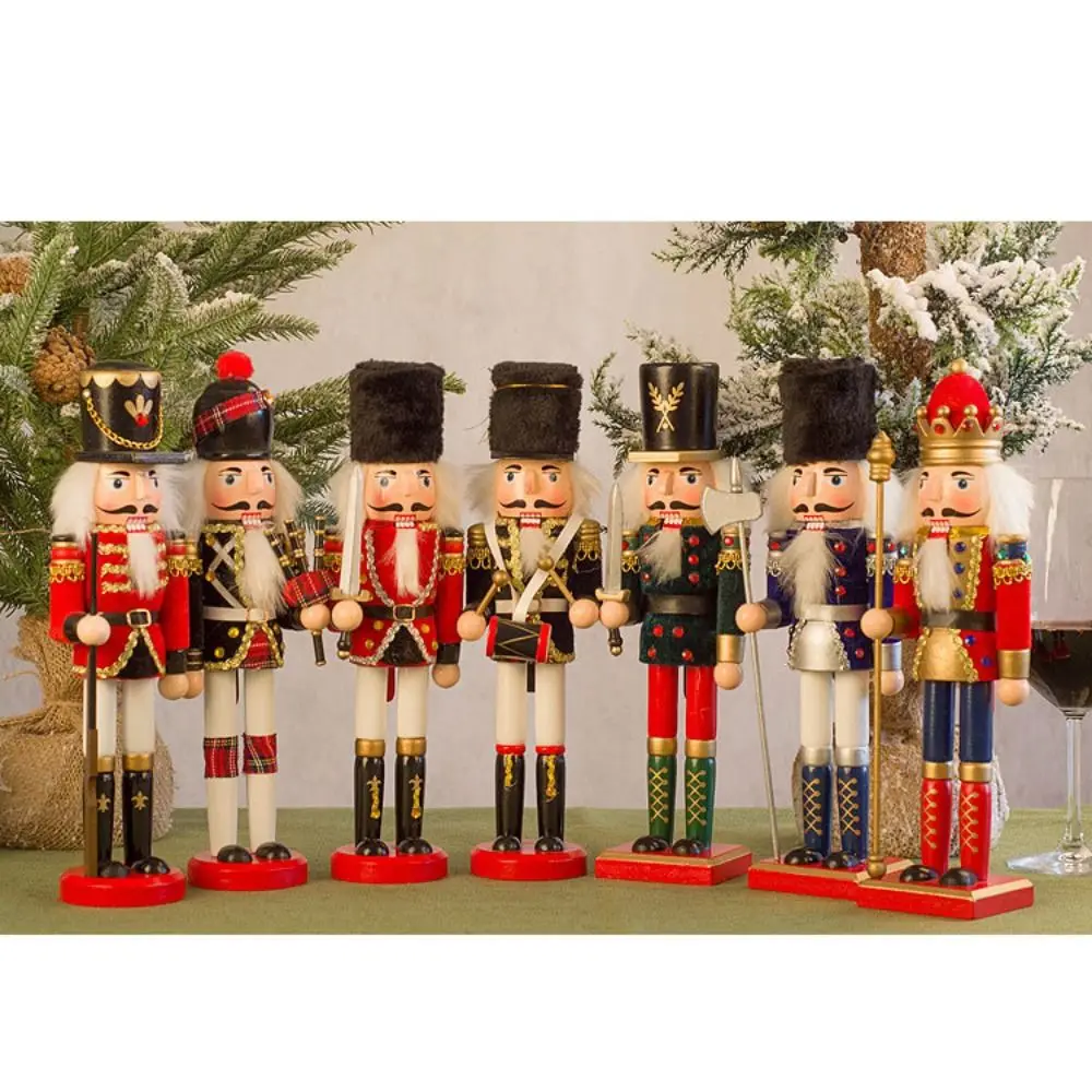

Puppet Vintage Christmas Nutcracker Handicraft Painted Soldier Doll Creative 30cm Handcraft Figurine Ornament Home