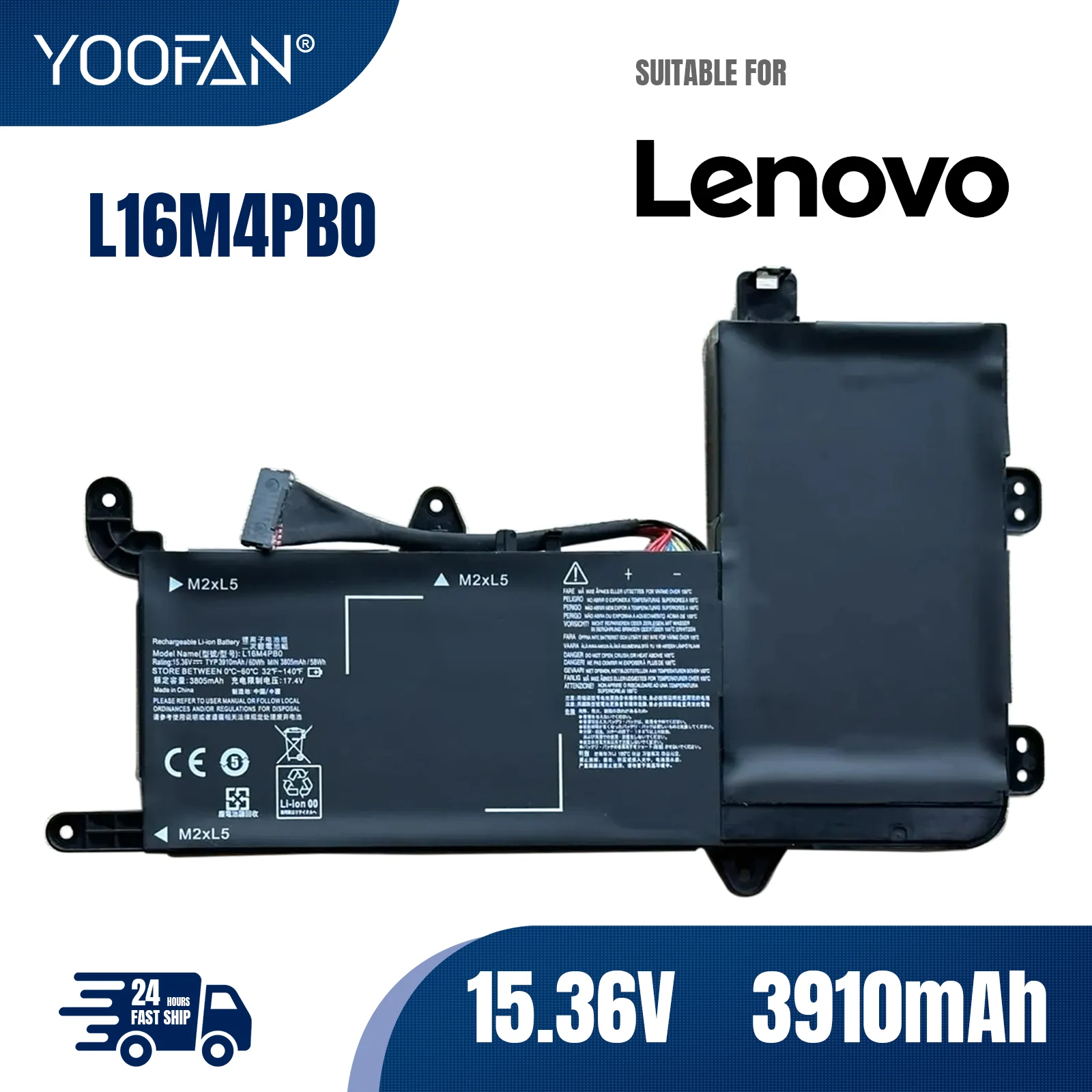 YOOFAN L16M4PB0 Laptop Battery For Lenovo Legion Y720-15IKB Series 80Y40003CD 5B10M33724 L16S4TB0 5B10M33723 15.36V 60WH