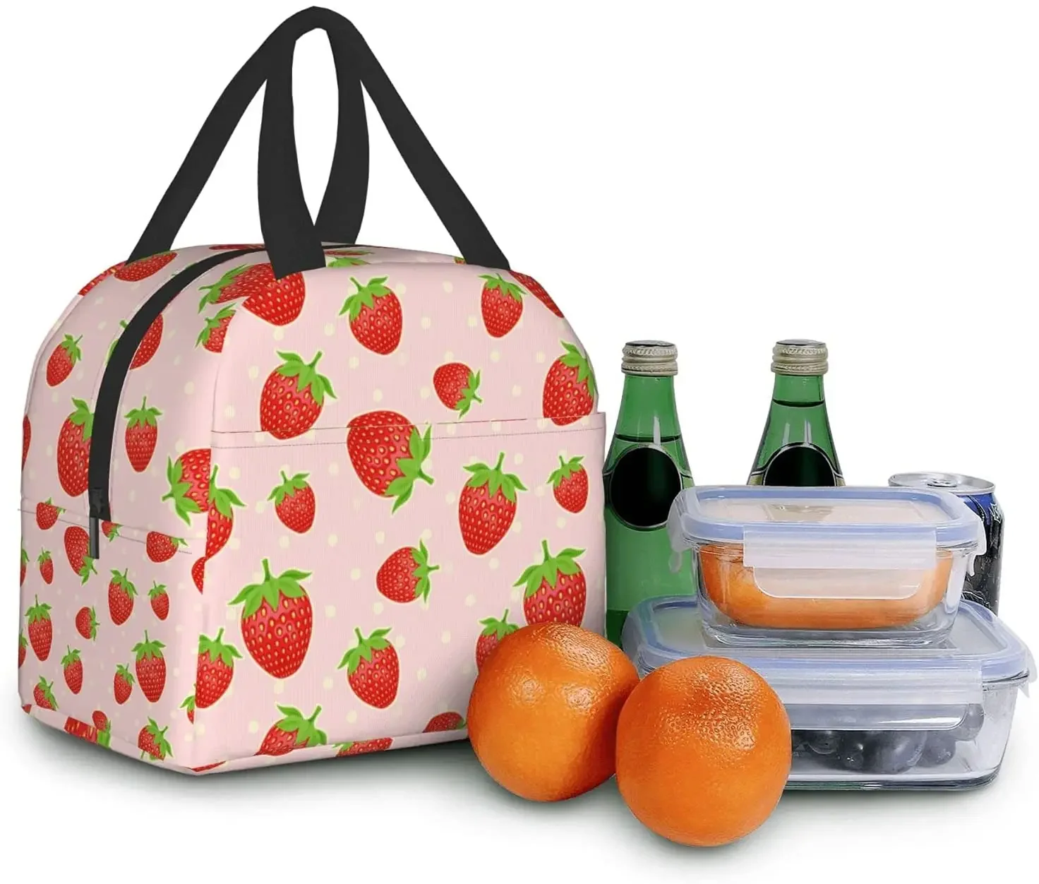 Cute Strawberry Lunch Bag Lunch Containers Thermos for Hot Food Lunch Box for Teen Girls School Work Travel Picnic Bento Bags