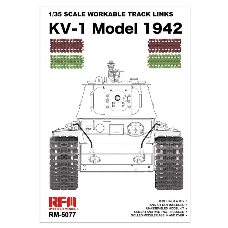 Rye Field 5077 1:35 Scale Workable Track Links for KV-1 Tank  Plastic Assembly Model Building Kit