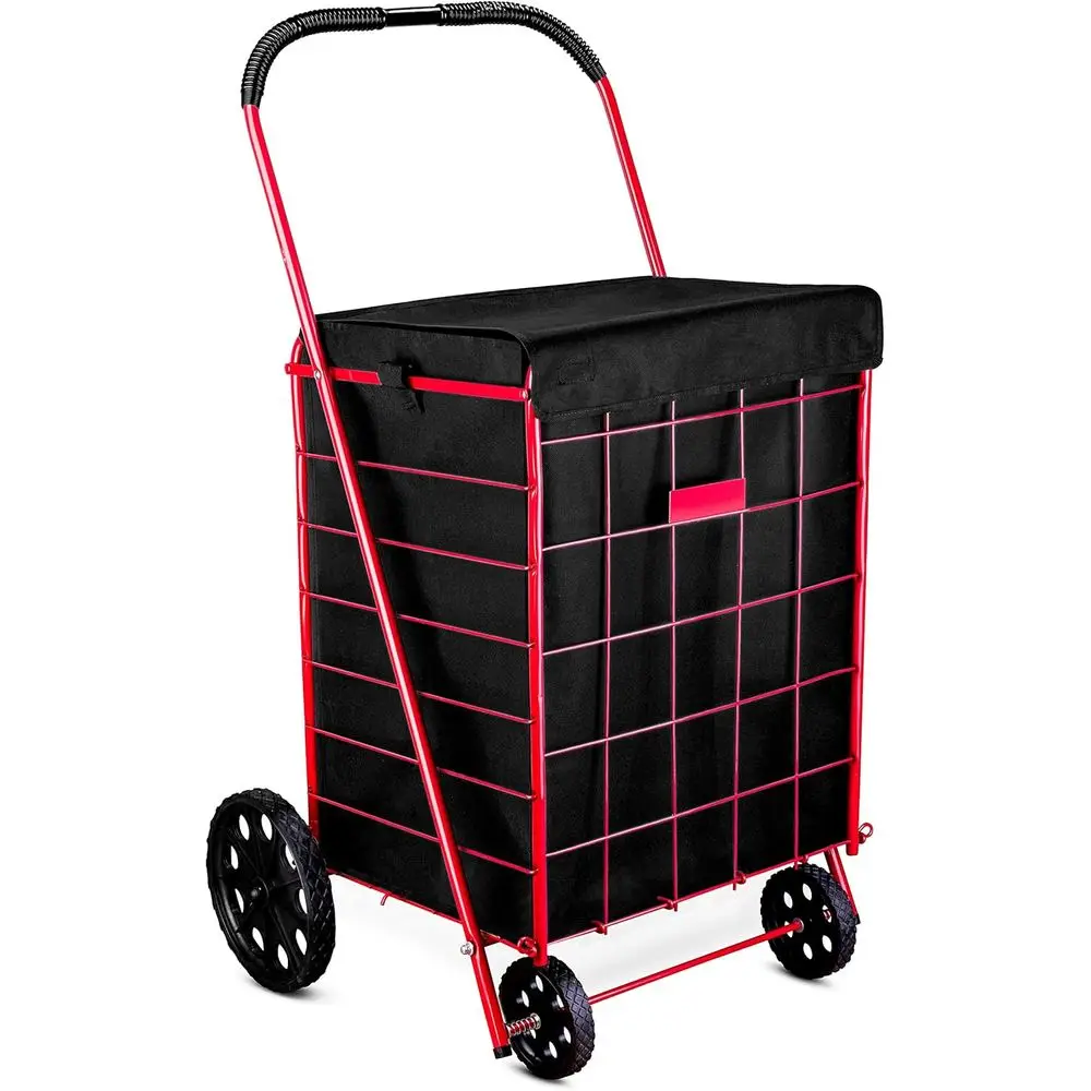 Black Waterproof Shopping Cart Liner with Square Bottom, Adjustable Straps, and Stand Cover, 18x15x24