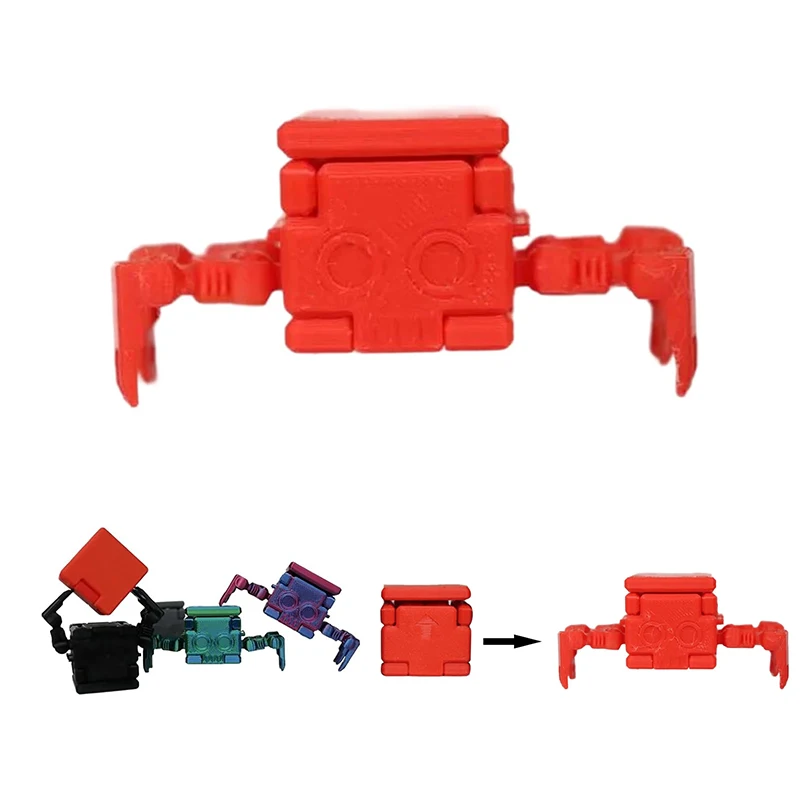 Transforming Little Cube Guy Gadget 3D Printed Mechanical Spider Cube Robot Toy Desk Fidget Cube Toy, Stocking Stuffer Gift