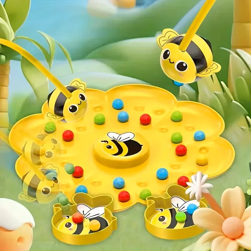 Magnetic Bee and Candy Bean Picking Toy - Parent Child Interactive Learning Game, Including Bees, Ladybugs, and Colorful Beads