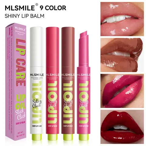 MLSMILE 멀티 컬러 실키 클릭 립 케어 하이드레이팅 립 글로스, 빛나는 거울, 고광택, 손쉬운 프레스, 오래 지속되는 섹시한