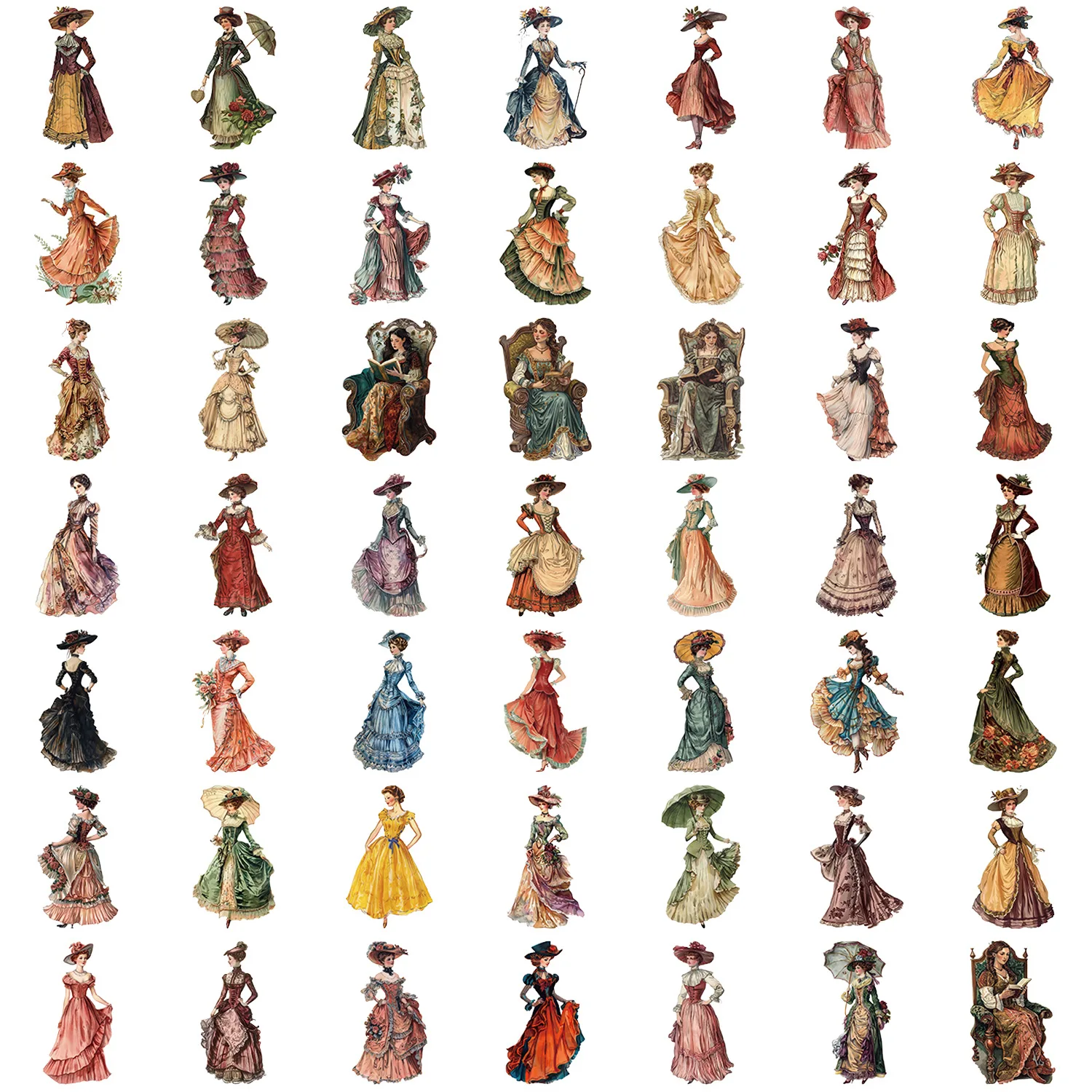 50 قطعة من ملصقات الشخصيات الأوروبية والأمريكية العتيقة للهواتف المحمولة وأجهزة الكمبيوتر المحمولة والأكواب وإطارات الصور وملصقات تزيين ذاتية الصنع #6