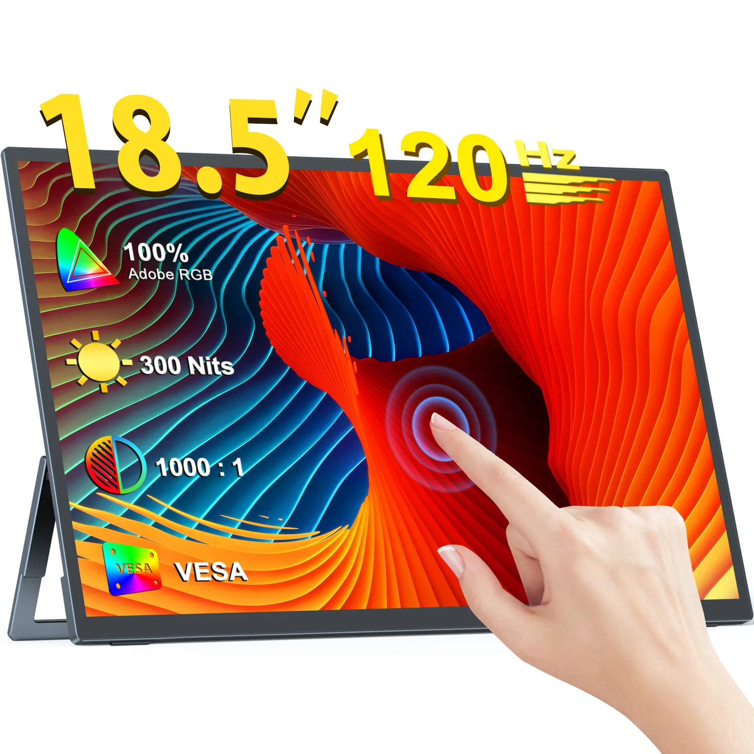 

UPERFECT 18-дюймовый сенсорный портативный монитор 120 Гц 1920x1080 300 нит 100% DCI-P3 HDR IPS-экран игровой дисплей для ПК XBox PS4/5 Switch