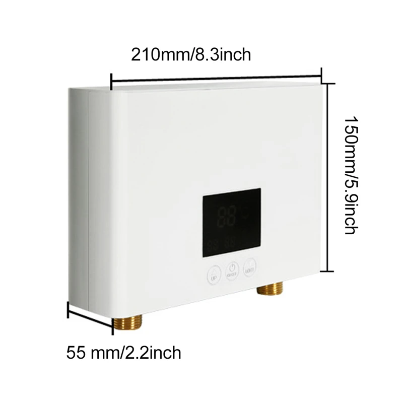 Aquecedor de água quente elétrico sem tanque para banheiro, caldeira instantânea, chuveiro, termostato, seguro, inteligente, 110V, 220V