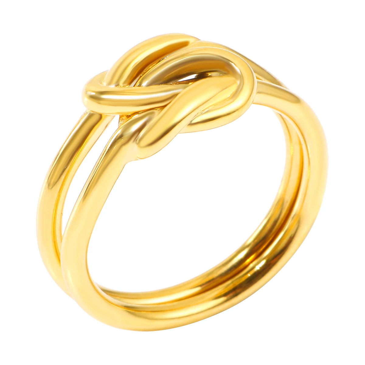 

JINHUI Personalized Gementric Stainless Steel Finger Rings For Women Classic Double Twisted Knot Waterproof Ring Jewelry