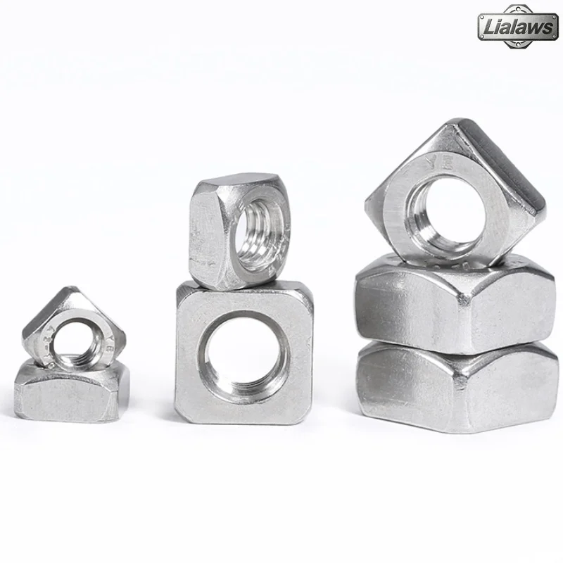 2/5/10/20/30/50Pcs Stainless Steel Square Nut Metric Threaded Foursquare Quadrate Nut M3 M4 M5 M6 M8 M10 M12