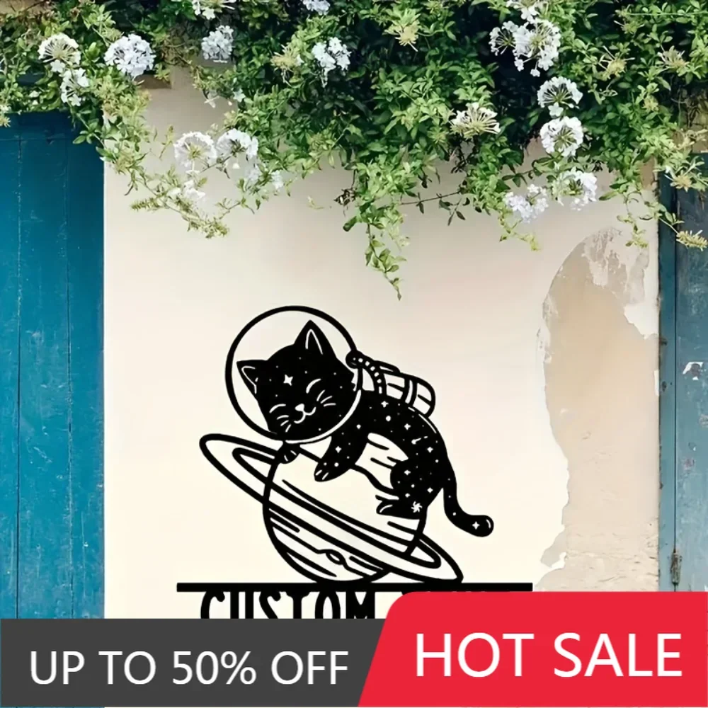 

Custom Iron Wall Art Tailored Astronaut Cat Moon Universe V2 Address Marker in AAA Grade Metal Weatherproof Powder Coated Unique