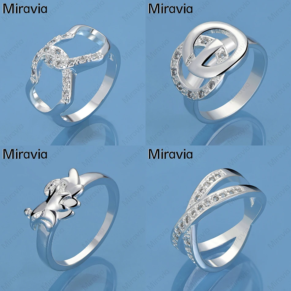 

Miravia 925 Sterling Silver 7-10# Eight-Character Inlaid Zircon Ring Women'S Light Luxury European And American Party Jewelry