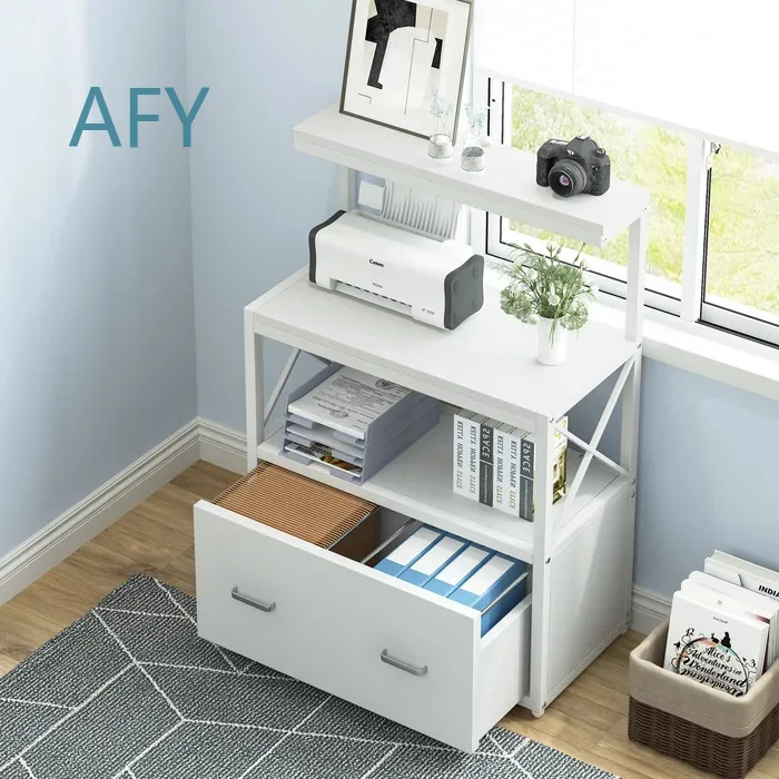 Modern Wooden Horizontal File Cabinet with 1 Drawer and Adjustable Shelves for Home Office Organization Storage Furniture for