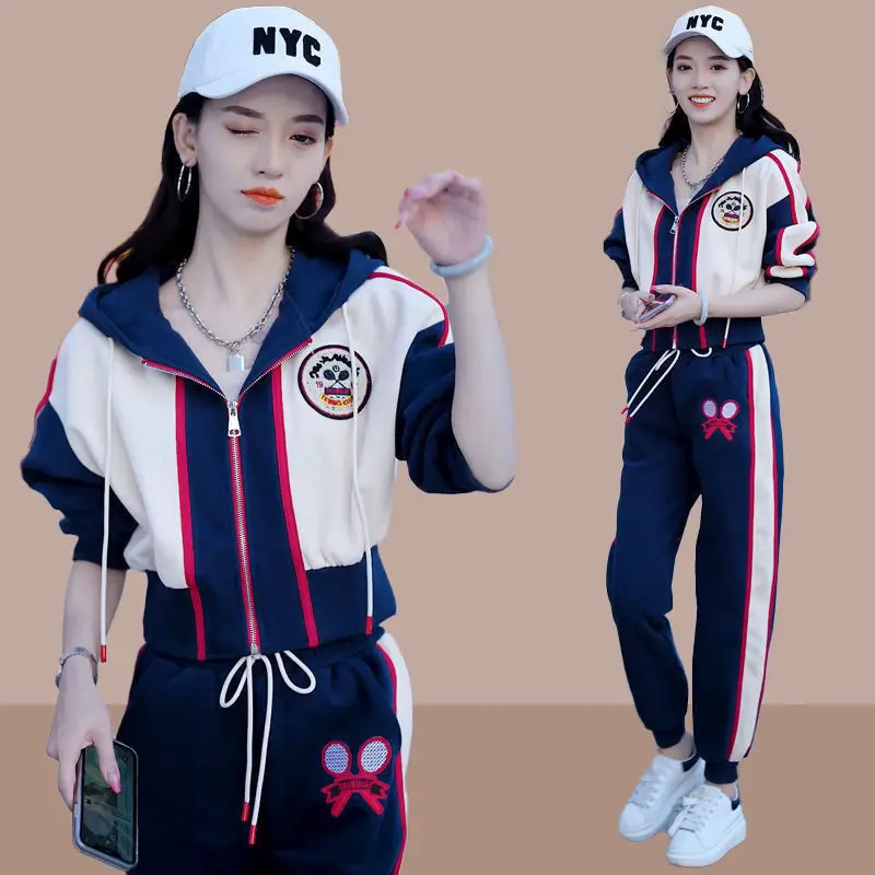 Fashion Sports Set Women's Spring and Autumn 20223 New Loose and Slim Top Casual Age Reducing Pants Two Piece Set