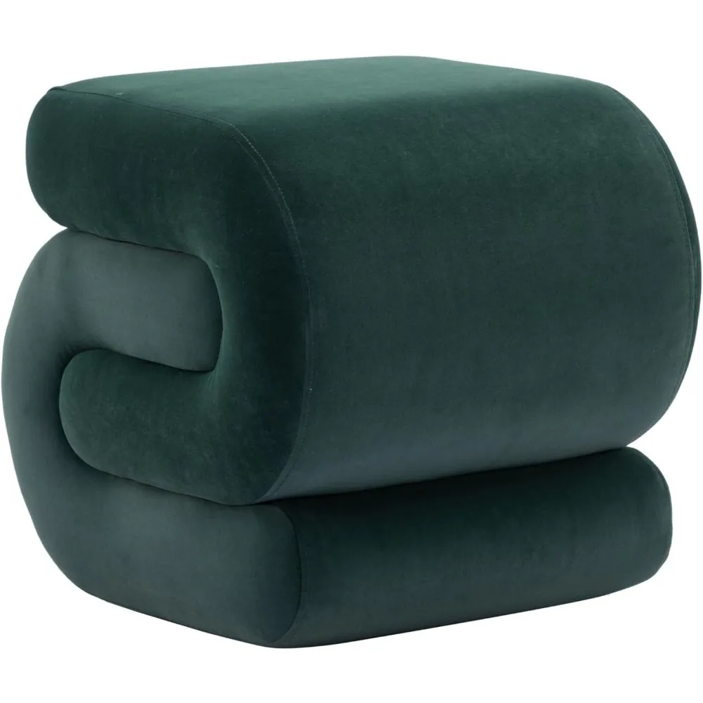 

Modern Velvet Ottoman - Upholstered Foot Stool & End Table, S-Shape Design for Living Room, Bedroom & Entryway