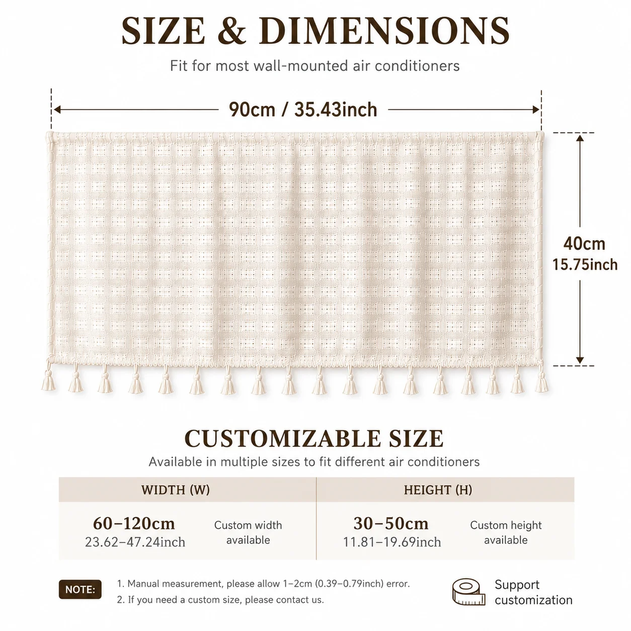 

Air Conditioner Wind Deflector Curtain Custom Size Magic Tape Installation Anti Direct Blowing Cover