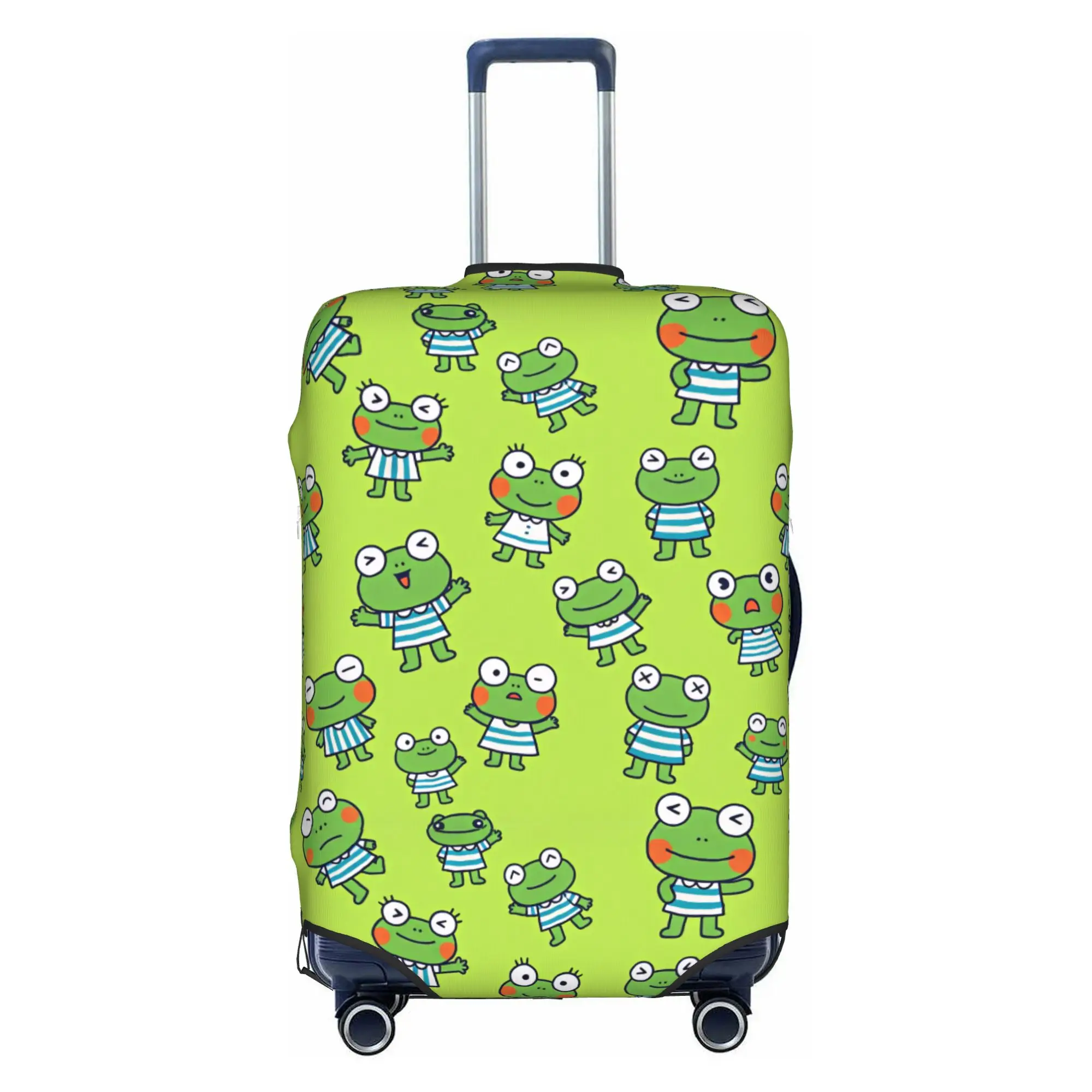 Cute Frog Animal Lover Suitcase Cover Dust Proof Teal Meadow Creature Luggage Covers Protector for 18-32 inch