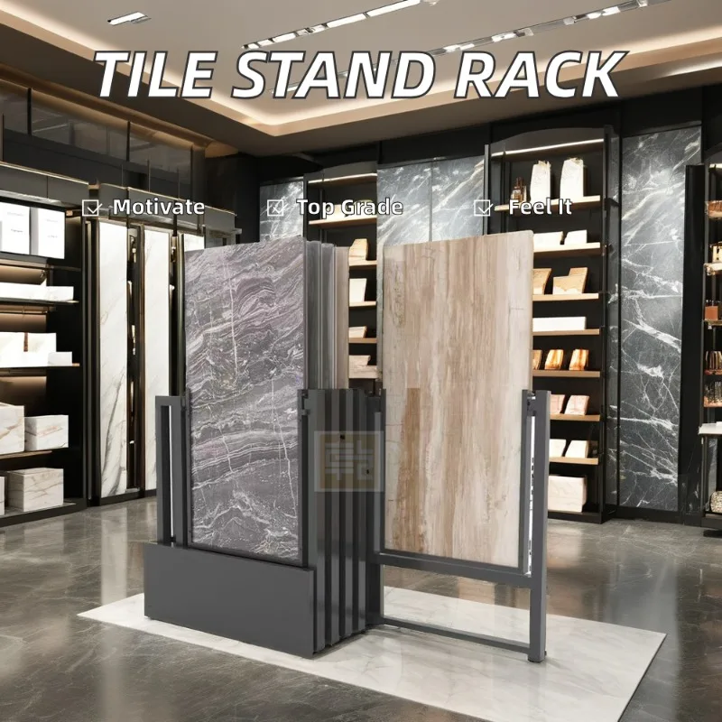 for 60X120 large slate sample display stand Durable pull-push rotating bracket for showroom tile display