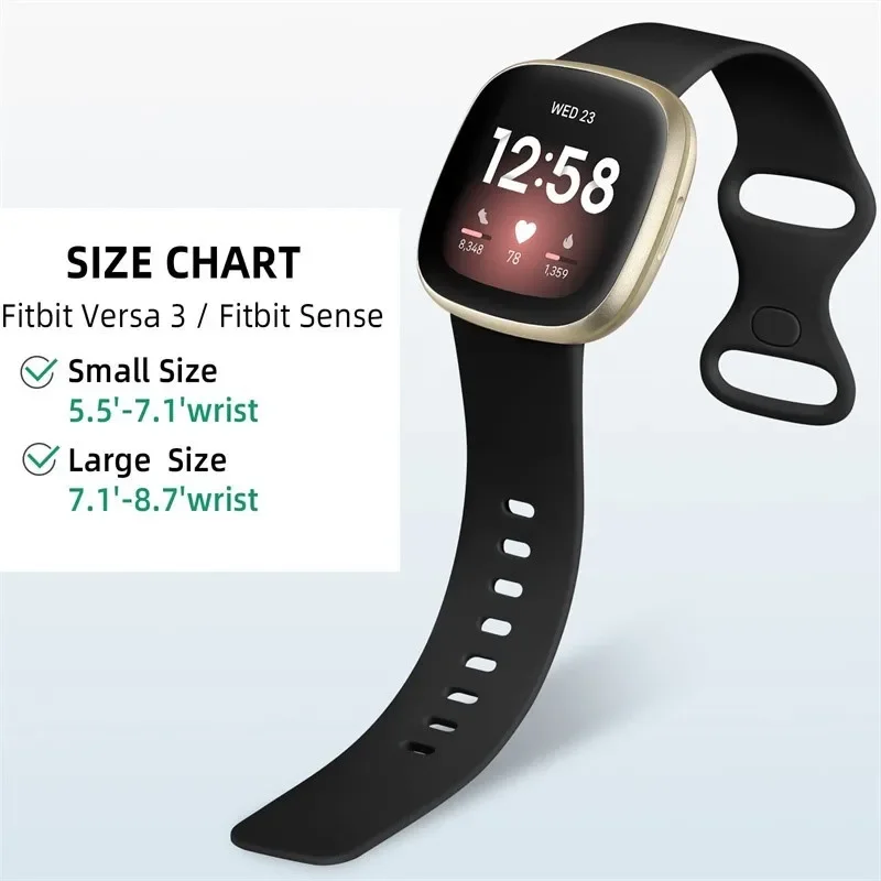 Sport Band For Fitbit Versa 3 Strap Smartwatch Wristband Accessories Watchbands Soft Silicone Bracelet For Fitbit Sense Versa3