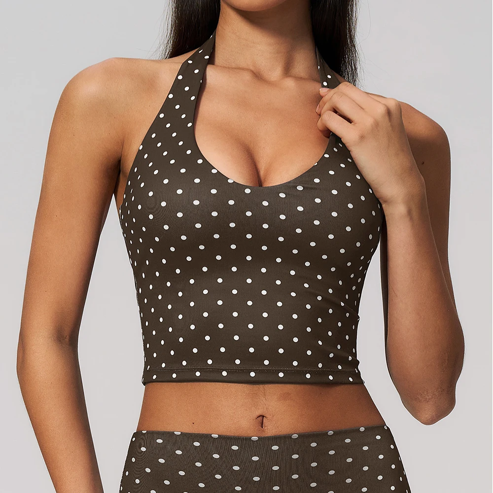 Women Sports Yoga Vest Running Gym Top Fitness Quick-Dry Workout Vest High Elastic Yoga Tank Top Point Bra Workout Sports Bra