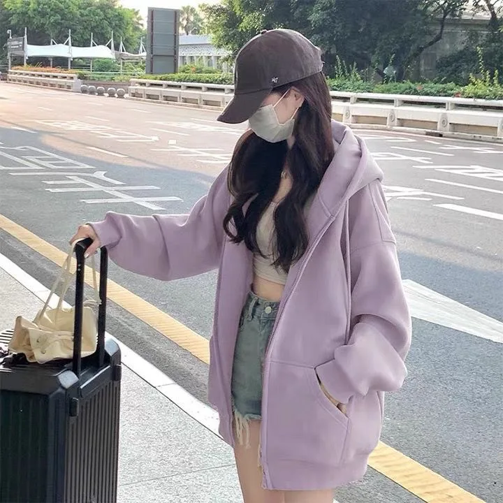 

Толстовки с капюшоном и сакурой, женские дышащие утолщенные спортивные толстовки для поездок на работу, утолщенные свободные полосатые женские поездки на работу, нежная текстура