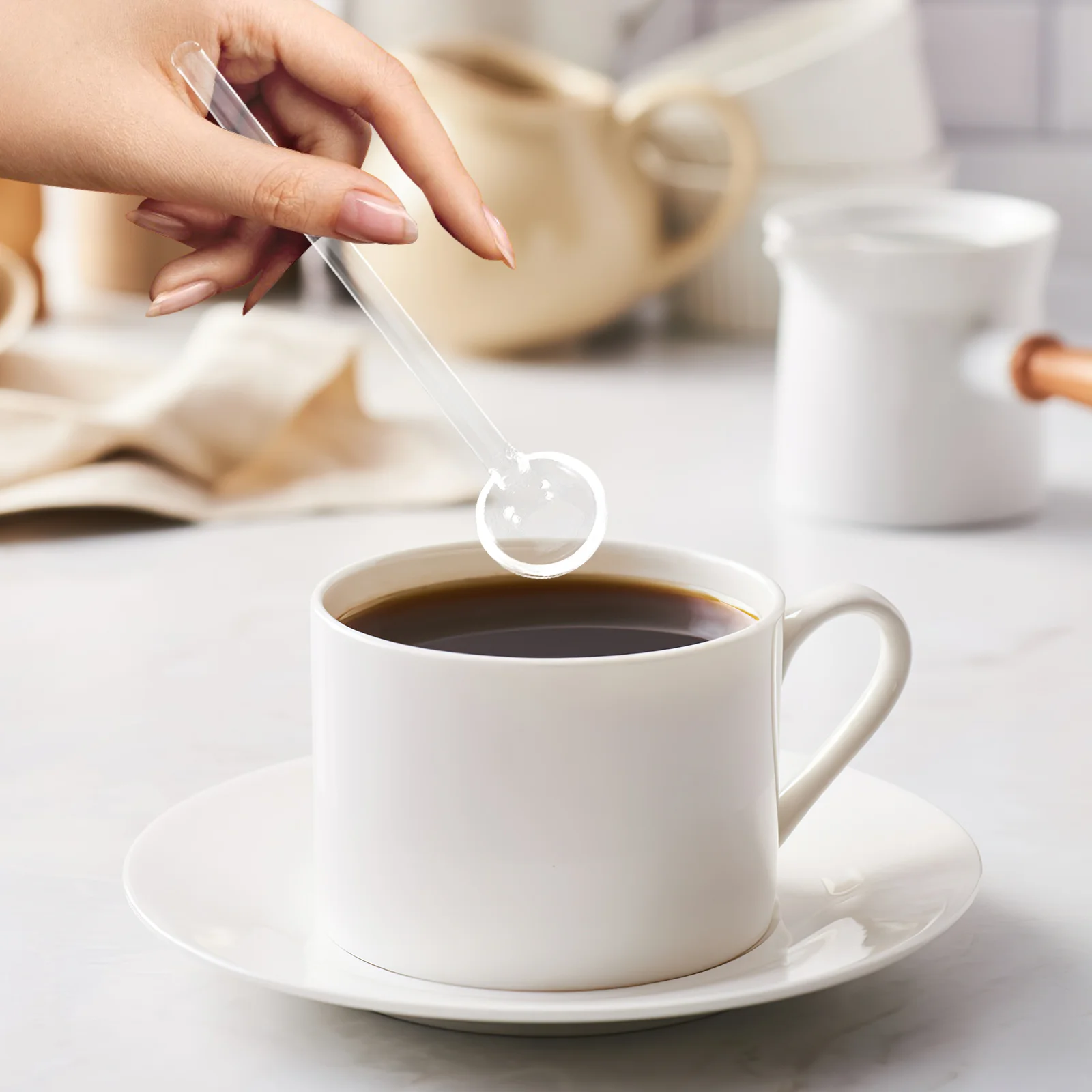 Long Handle Glass Spoons Clear Dessert Beautiful Glass Flatware Coffee Stirring Spoons Tea Spoons for Home Party Bar