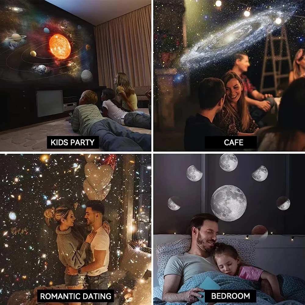 Galaxy Projector Night Light USB Starry Sky Projector 13 in 1 Planetarium Lamp Rotating Atmosphere Light Kids Room Decor