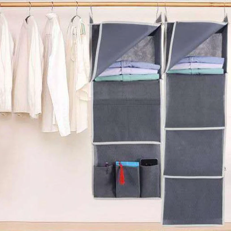 Japanese-style Plain Color Wardrobe Finishing Hanging Bag Dormitory Sorting Storage Hanging Bag Home Clothes Storage Hanging Bag