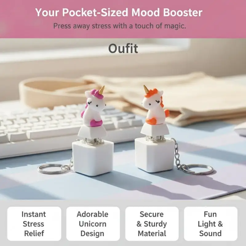 Sound & Light Finger Button Fidget Keychain Funny Screaming Chicken Cow Alien Cat Shape Stress Relief Bag Pendant Gift