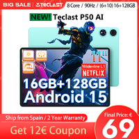 【New】 Teclast P50Ai 11 Inch 90Hz Tablet Pc Android 15 Ai Os (6Gb+10Gb Expansion)16Gb Ram 128Gb Lpddr5 7000Mah Allwinner A733-Ai Octa-Core 1280X800 Wifi-6 Bt 5.4
