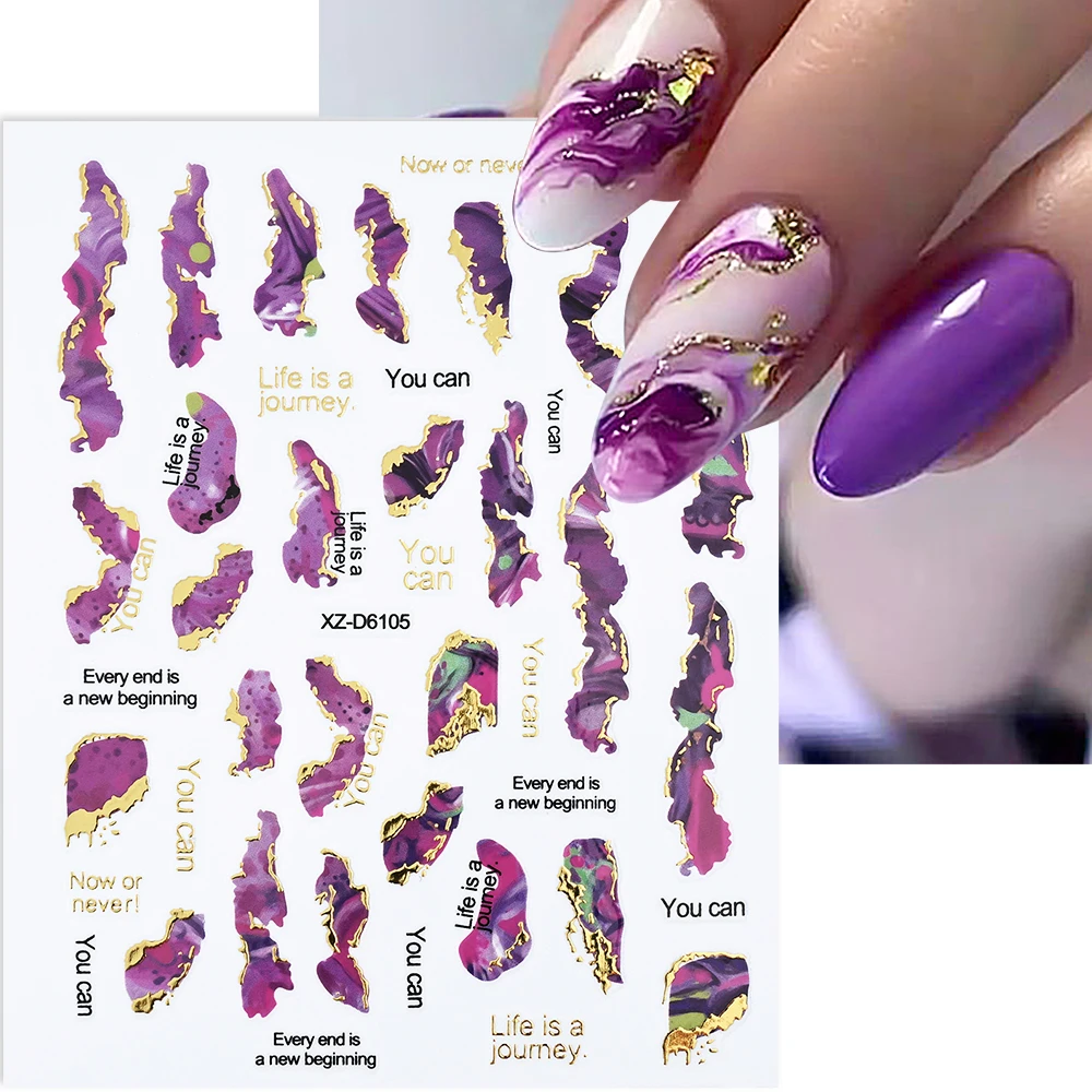 

1 Sheet Y2K Colorful Laser Gold Marble Texture Nail Stickers Luxury Gold Foil Marble DIY Design Nail Decals Manicure Decorations