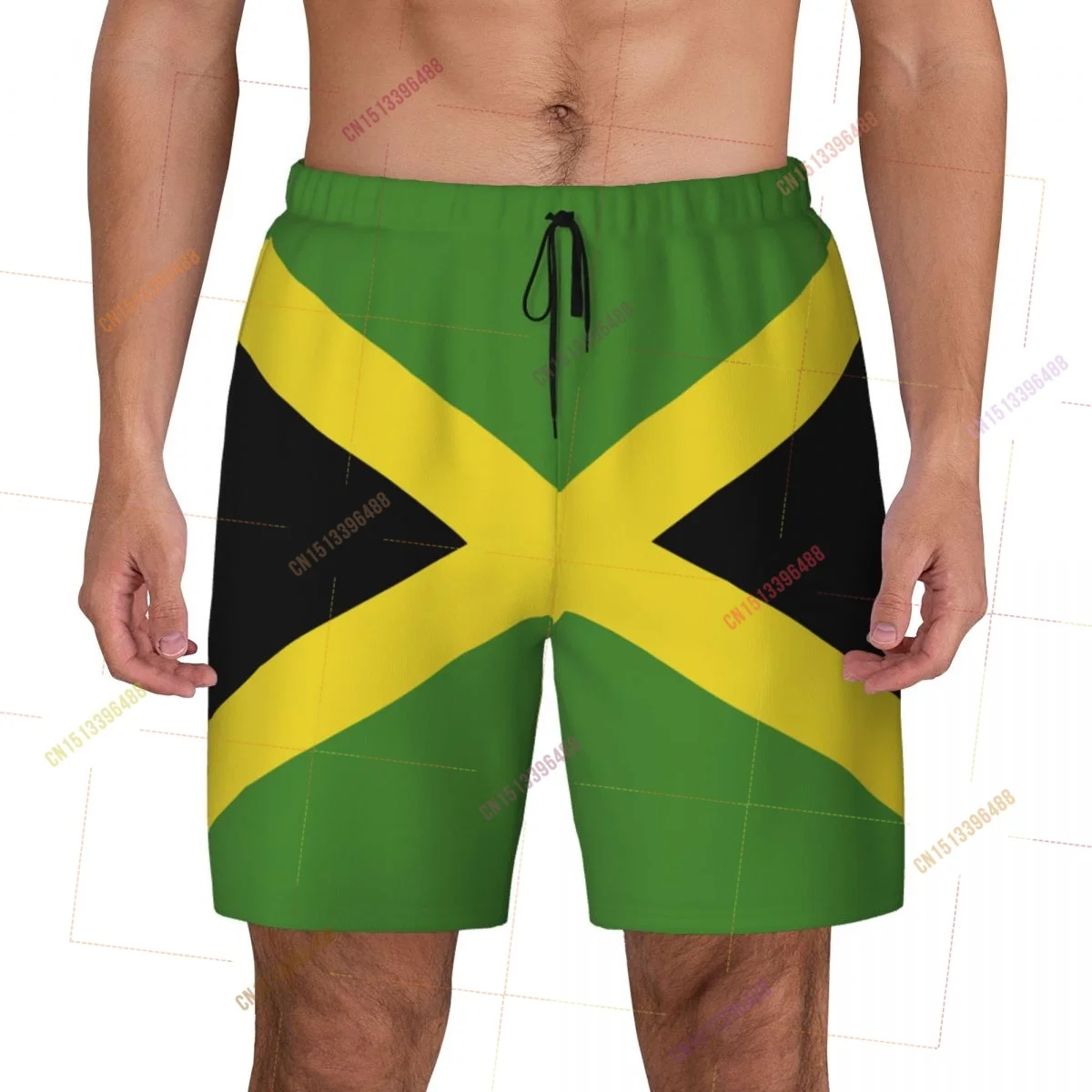 2026 Jamaica Flag Top Print 3D Mens Swimming Trunks Hawaiian Bathing Beach 2 in 1 Quick-Dry Summer Swim Shorts With Pockets