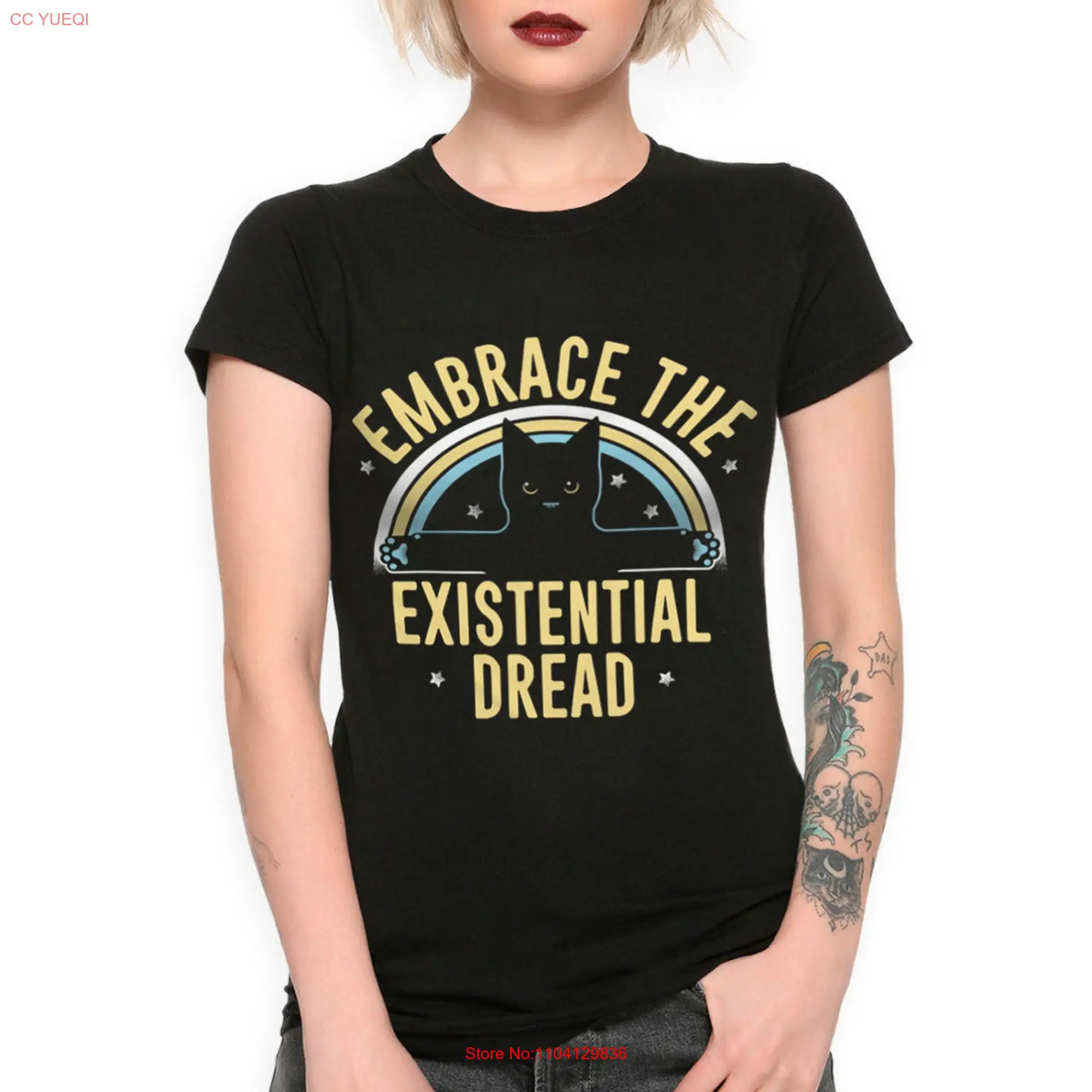 Embrace The Existential Dread Funny Cat T Shirt Men's and Women's Sizes 167900 long or short sleeves