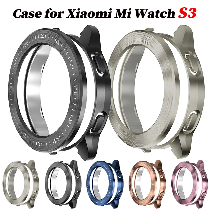 Cover for Xiaomi Mi Watch S3 Case Accessories PC Protector Shell for Mi Watch S3 Electroplated Wire Drawing Hollow Case+Bezel We