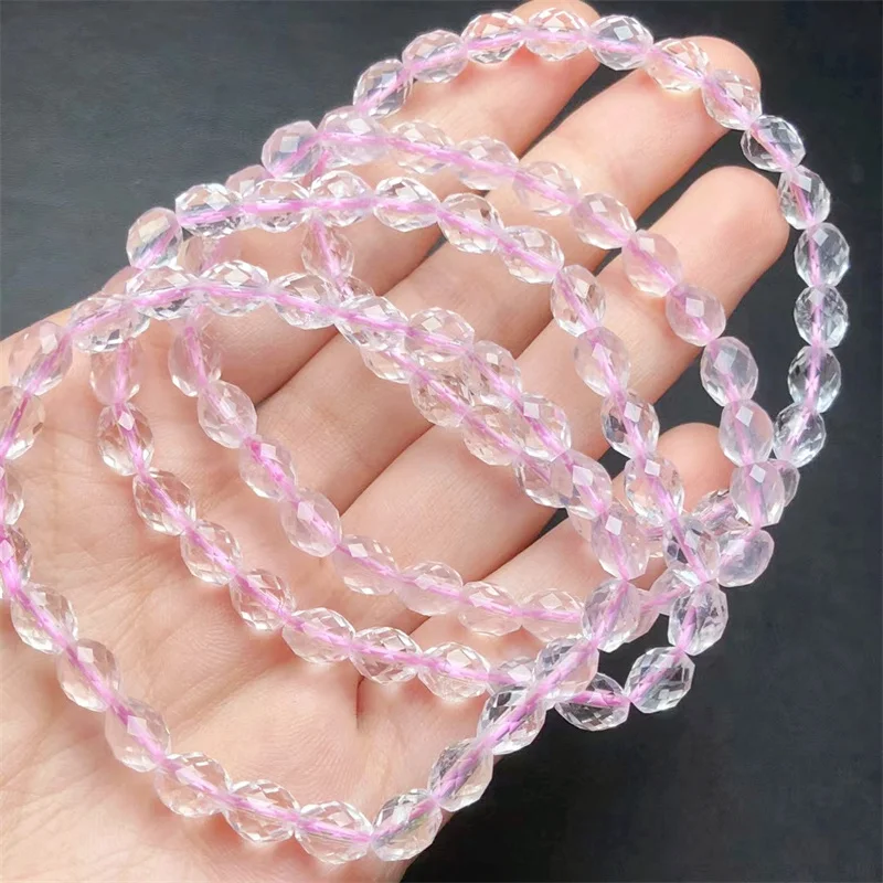 Natural Rose Quartz Bucket Beads Bracelet Fashion Healing Personalized For Men Women Gemstone Jewelry Lovers Gift 1pcs