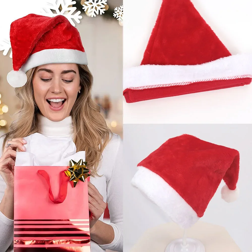 

Christmas Santa Hat Non-woven Fabric Holiday Red Hat for Adults and Kids Unisex New Year Party Supplies Festival Decoration Gift