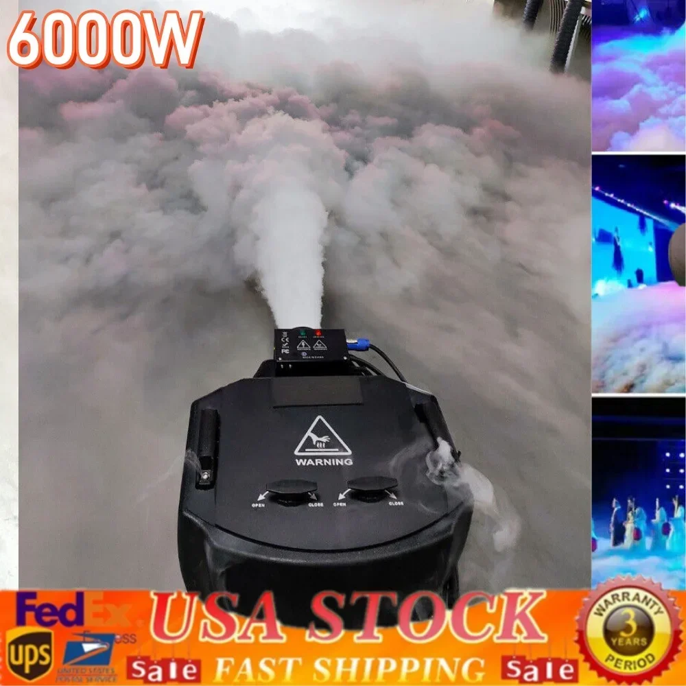 110V 6000W Low Fog Machine Ground Fogger Dry Ice Fog/Smoke Machine Stage Effect with Intelligent Temperature Control