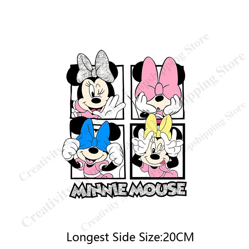 Leopard Mickey Minnie Mouse DIY Heat Transfer Patches for Women Clothing Ironing Stickers Minnie T-shirt Hoodie Clothes Decor