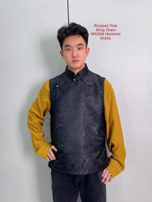 gilet-homme-simple-couche-boutonne-fait-main-vetement-ethnique-style-classique-tissu-satin-de-soie-tibetain-vetement-d'exterieur-tibetain