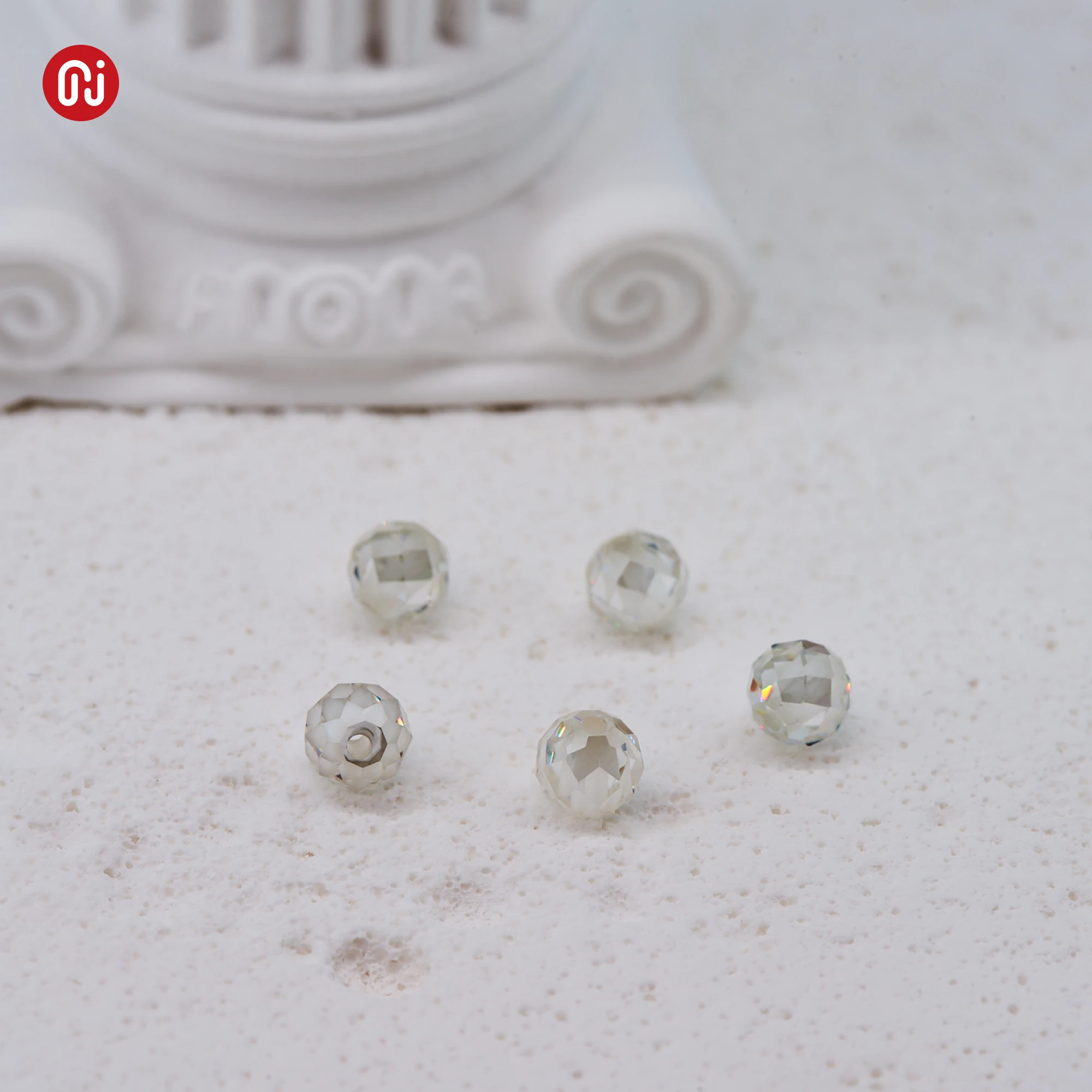 GIGAJEWE Hand-Cutting White Green Black Yellow Color Synthetic Loose Genstone Round Cut Moissanite Beads For Jewelry Making
