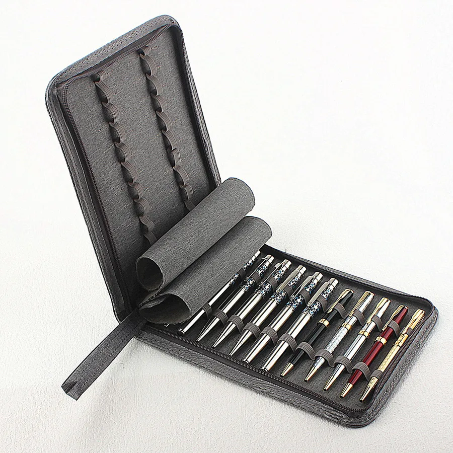Estuche para pluma estilográfica con 48 ranuras Estuche para lápices Estuche de lona para 10/24/bolígrafos negro, azul, gris