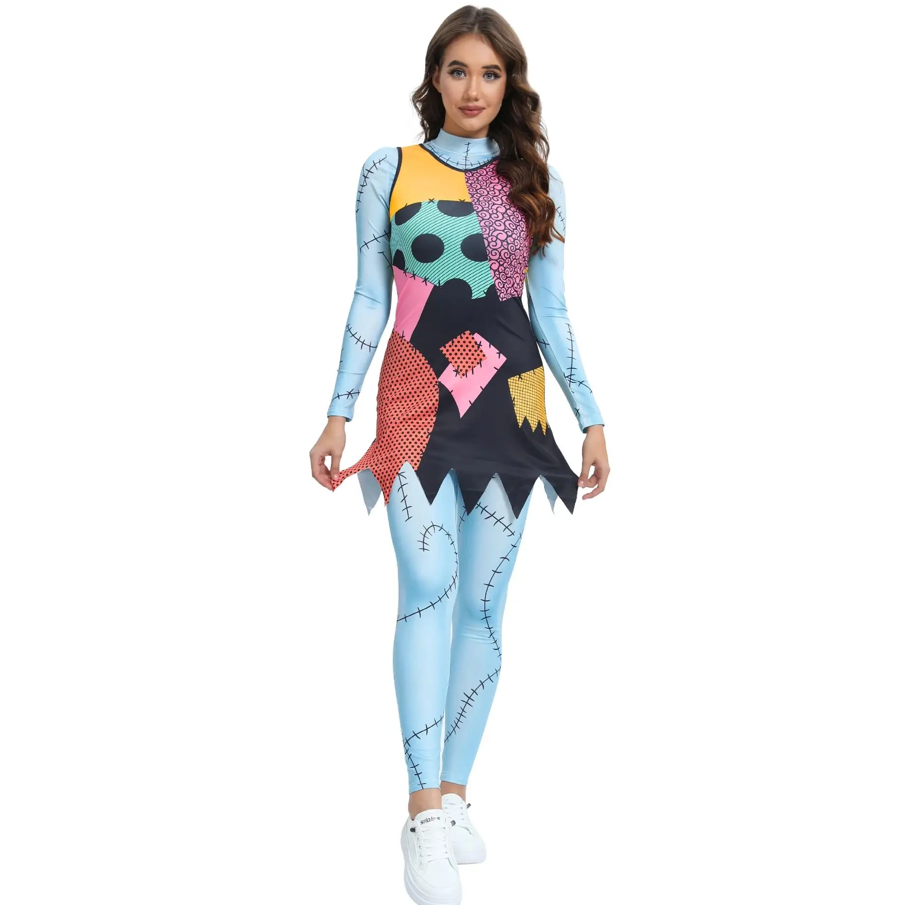 Halloween Anime Movie Christmas Fright Night Sally Cosplay Dress Party Bodysuit Set Costume Zentai Women Performance Fancy Dress