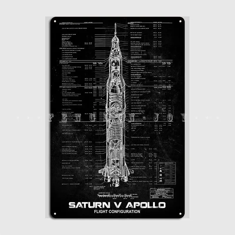 Saturn V Apollo Flight Con Metal Sign Club Party Mural Vintage Wall Decor Tin Sign Poster