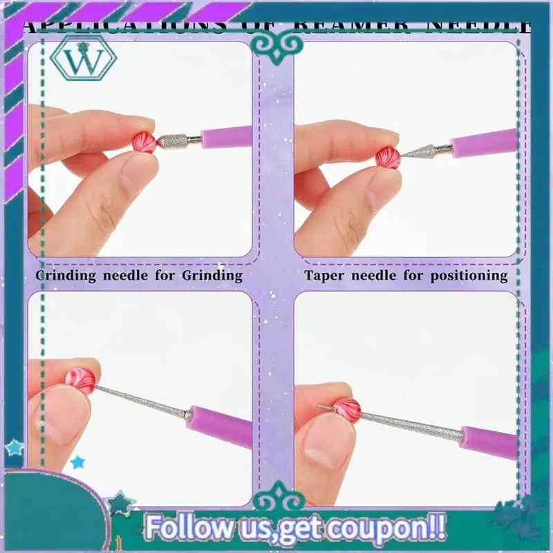 

A09P Diamond Tipped Bead Reamer For Jewelry Making Beading Hole Enlarger Tool For Metal Wood Beads 4Pcs