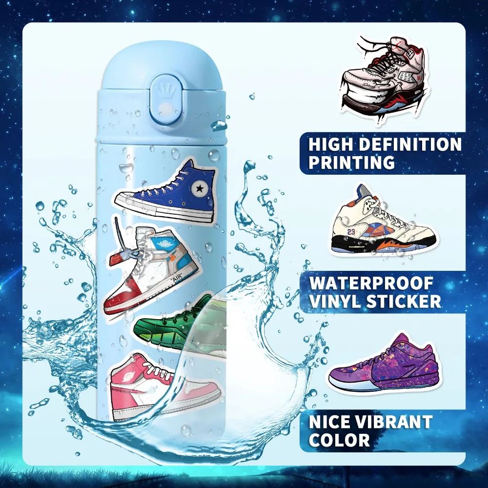 50PCS Sneaker Culture Anime Stickers Fashion Brand DIY Laptop Phone Guitar Skateboard Car Waterproof Sticker Classic Toy