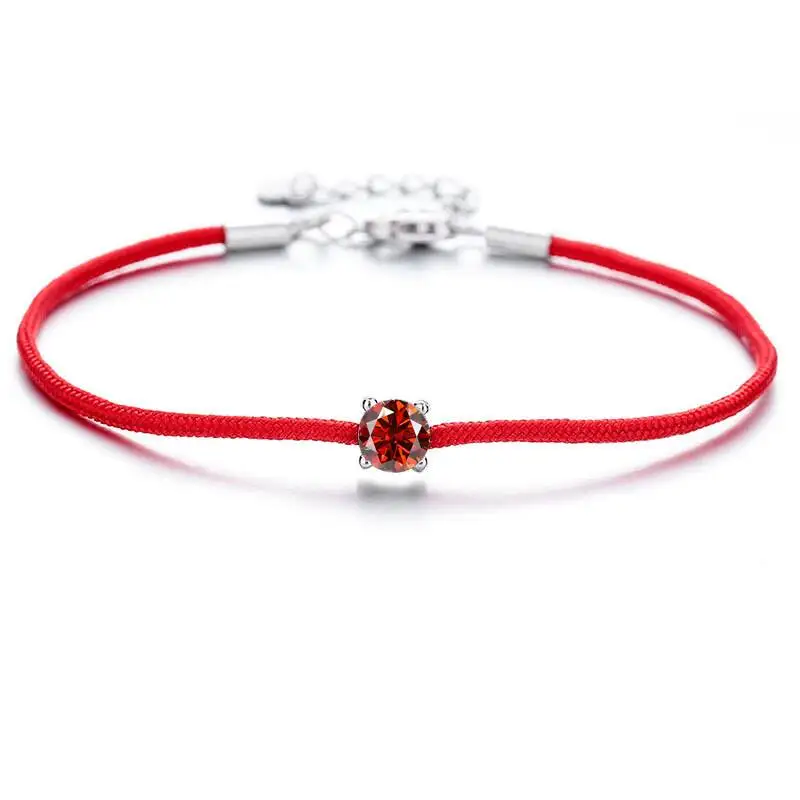TY 0,5CT 925 Sterling Silber Moissanit Armband für Damen und Herren Glücksbringer Rotes Schnurarmband 12 Sternzeichen Armband Feiner Schmuck – Detail 10