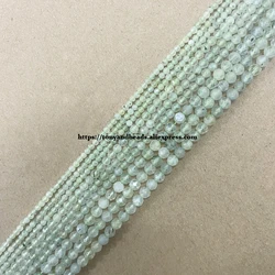 Semi-precious Stone 2 3 4MM Small Diamond Cuts Faceted AA Prehnite Stone Round Loose Beads 15