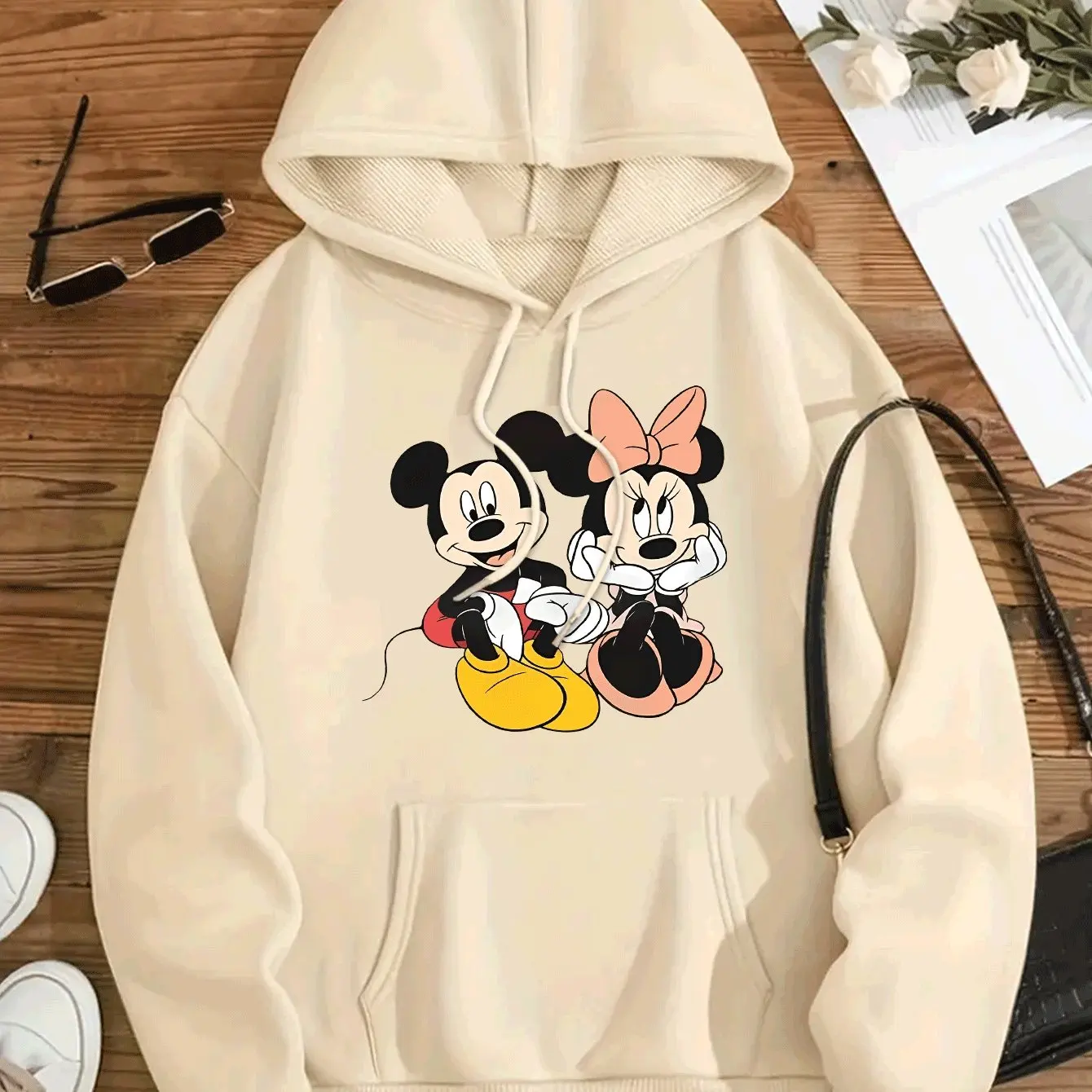 ديزني ميكي ماوس هوديس أزياء المتضخم للجنسين هوديس بلوزات الخريف والشتاء الصوف عارضة تنوعا الشارع الشهير