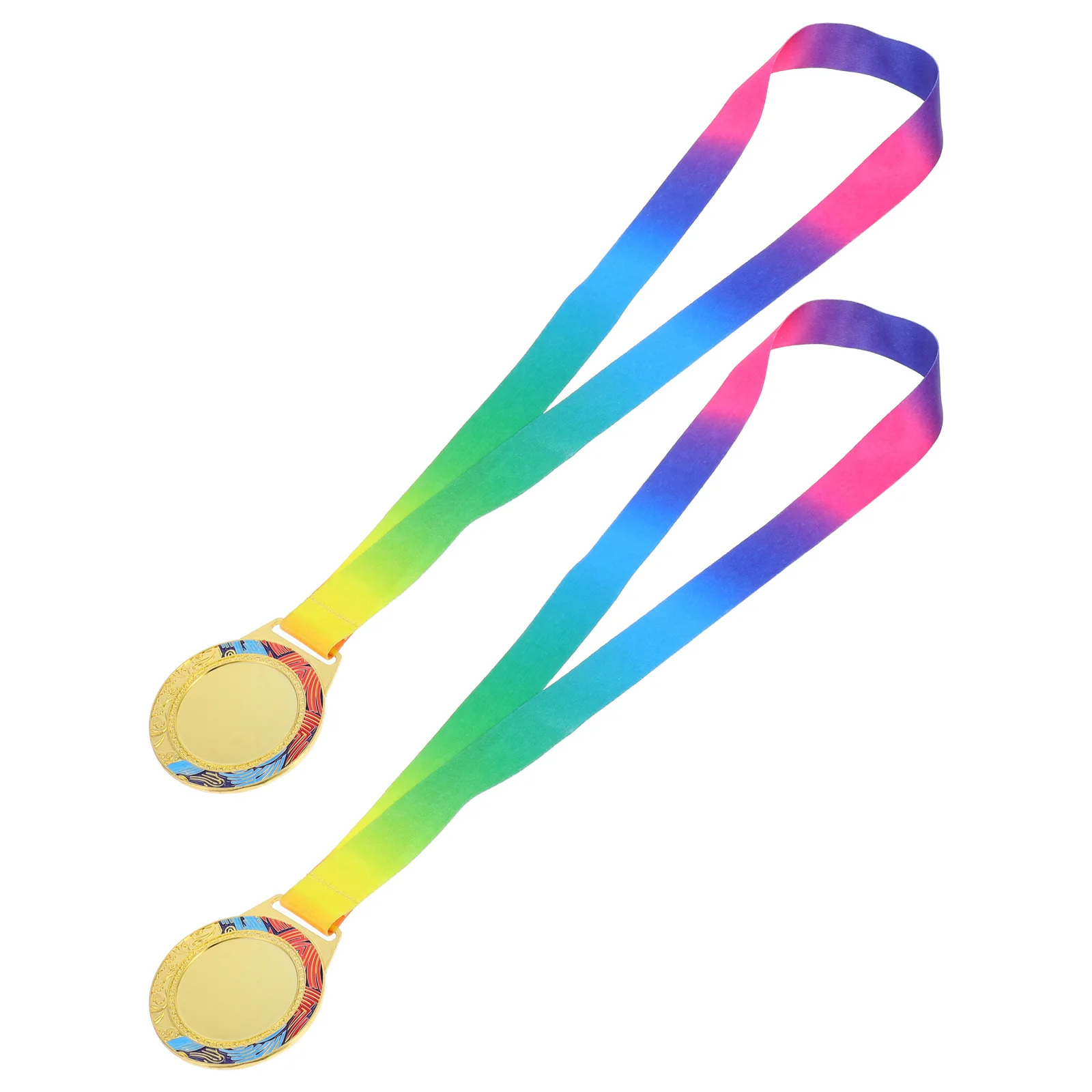 

2 Pcs Sports Medal Award Medals with Neck Ribbon Gold The for Awards Golden Soccer Metal